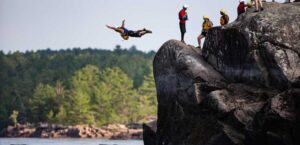 Lower water cliff jumping on the Main Channel Ottawa River