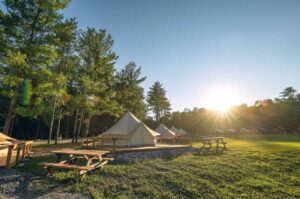 Glamping tents at Wilderness Tours Rafting Raft Resort Ontario Canada Ottawa River