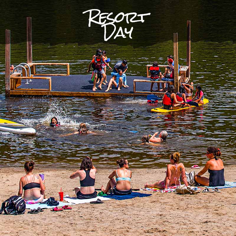 Resort Day at Wilderness Tours includes access to beach activity equipment